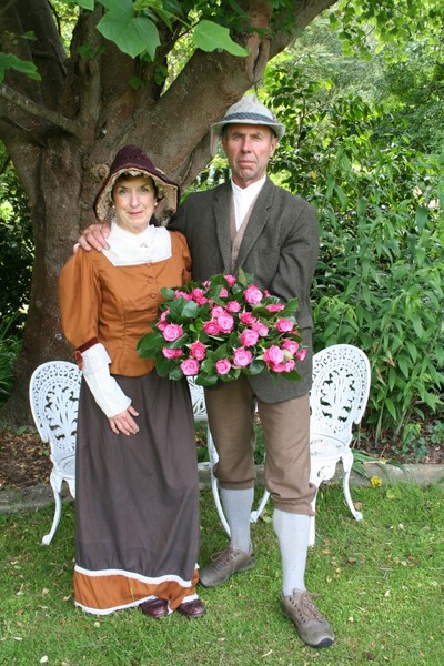 Barbara & Steve Moffatt with a bunch of Freda's roses